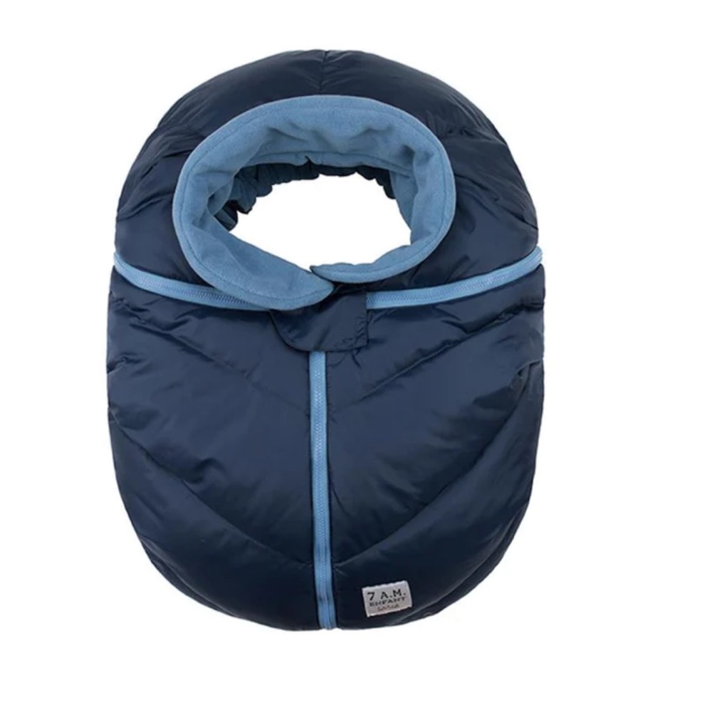 7 AM Enfant puff Car Seat winter cover Cocoon in midnight blue 0-12M